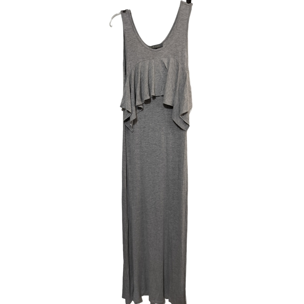 1995) Finn& Clover Gray Ruffle Sleeve maxi Long Dress Size Smal
